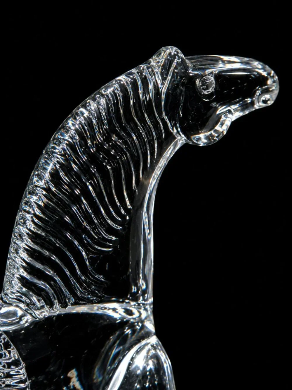 Kosta Boda Bertil Vallien Clear Glass Horse Candle Holder Sculpture Sweden 10.5